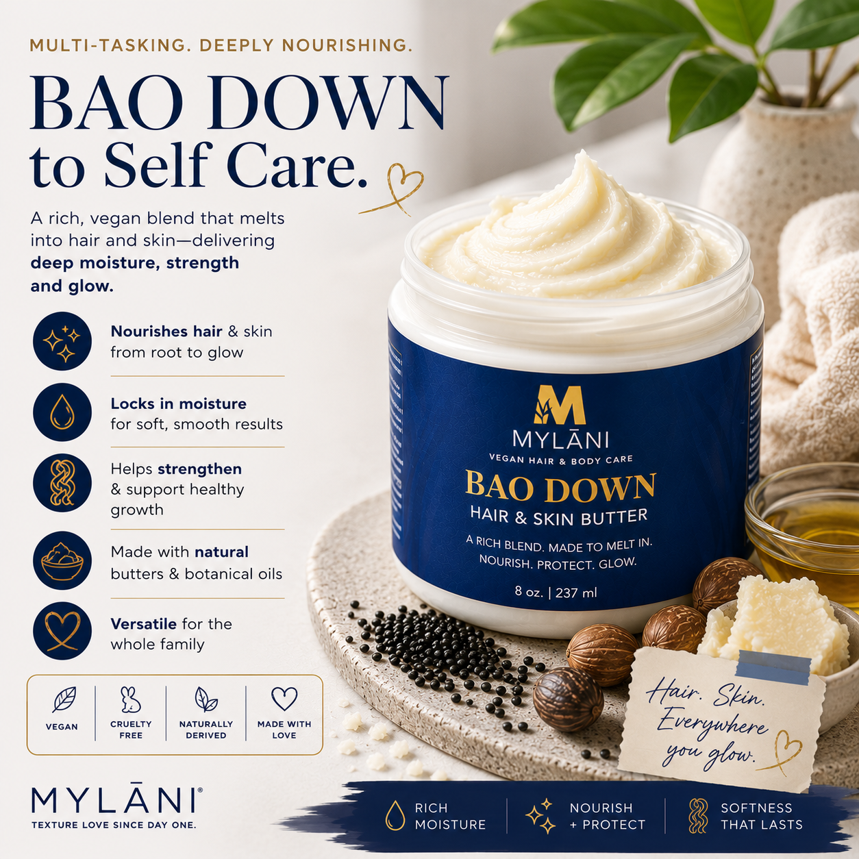 Bao Down Hair & Skin Butter – Seal In Moisture Head to Toe