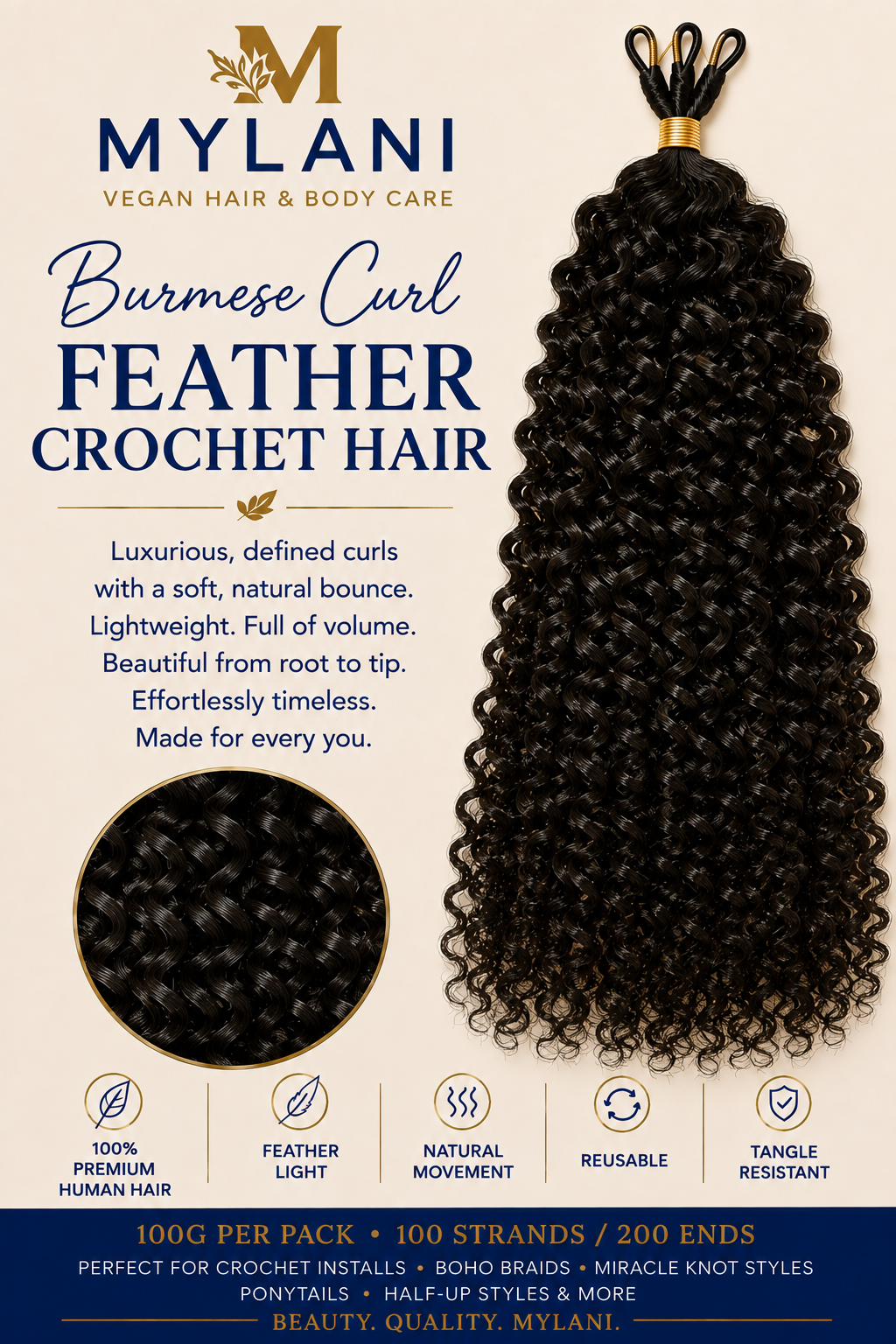 Mylani Feather Crochet Hair™ | 100% Human Hair