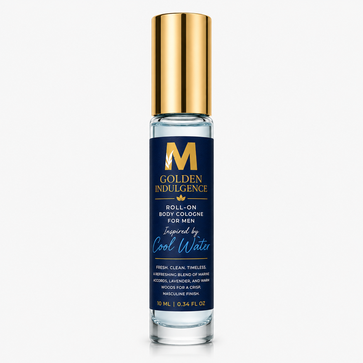 Golden Indulgence™ Roll-On Body Cologne for Men- Inspired by Cool Water