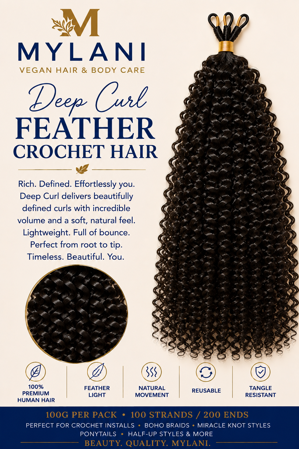 Mylani Feather Crochet Hair™ | 100% Human Hair