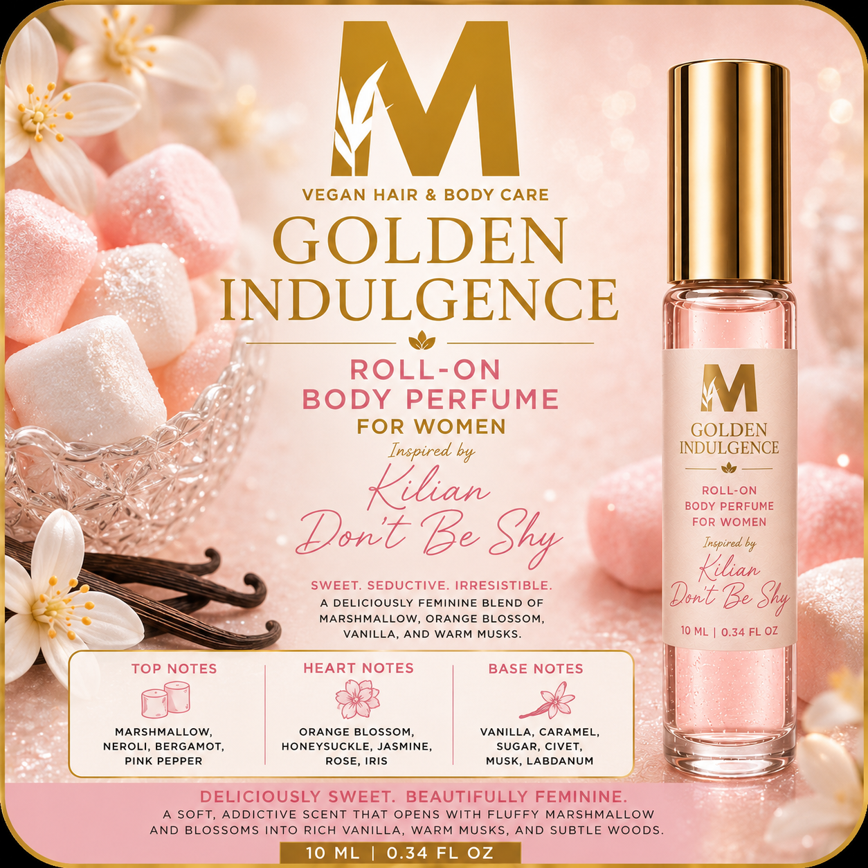Golden Indulgence™ Roll-On Body Perfume Inspired by Kilian Love, Don't Be Shy