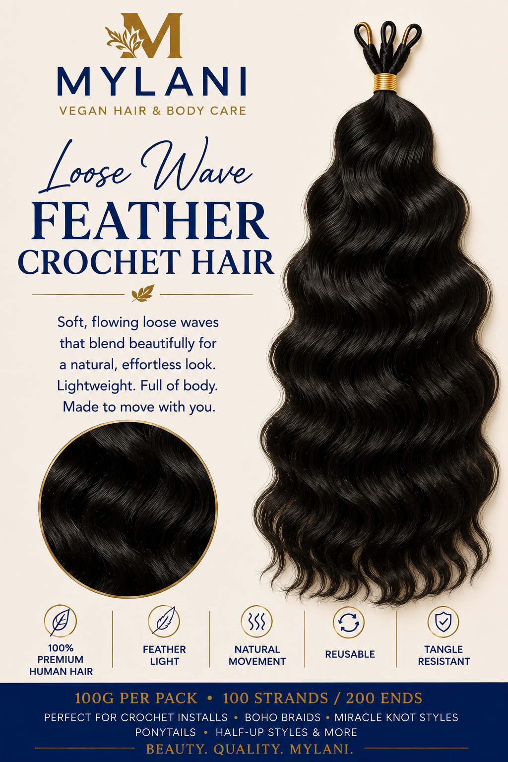 Mylani Feather Crochet Hair™ | 100% Human Hair