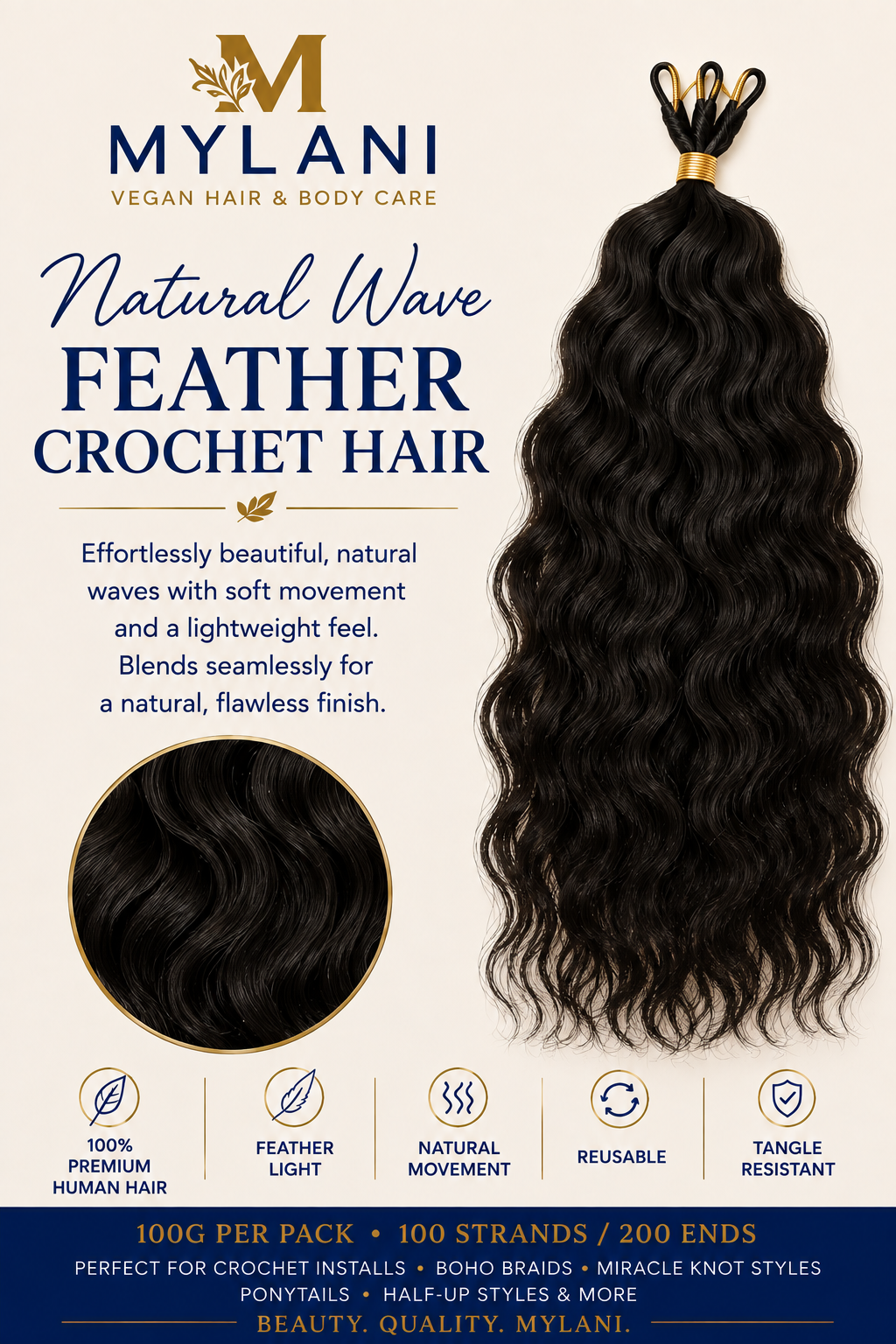 Mylani Feather Crochet Hair™ | 100% Human Hair