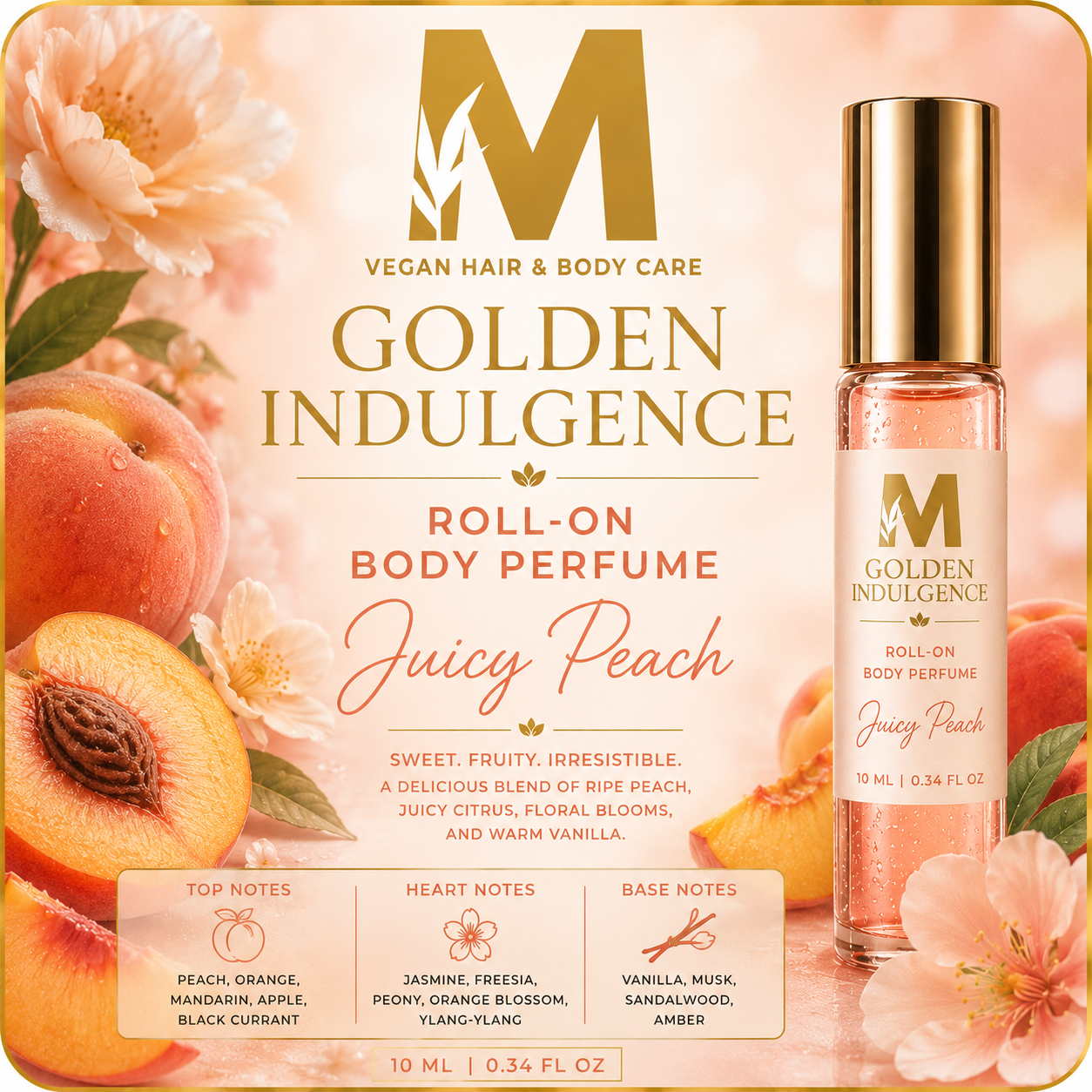 Golden Indulgence™ Roll-On Body Perfume Southern Juicy Peach