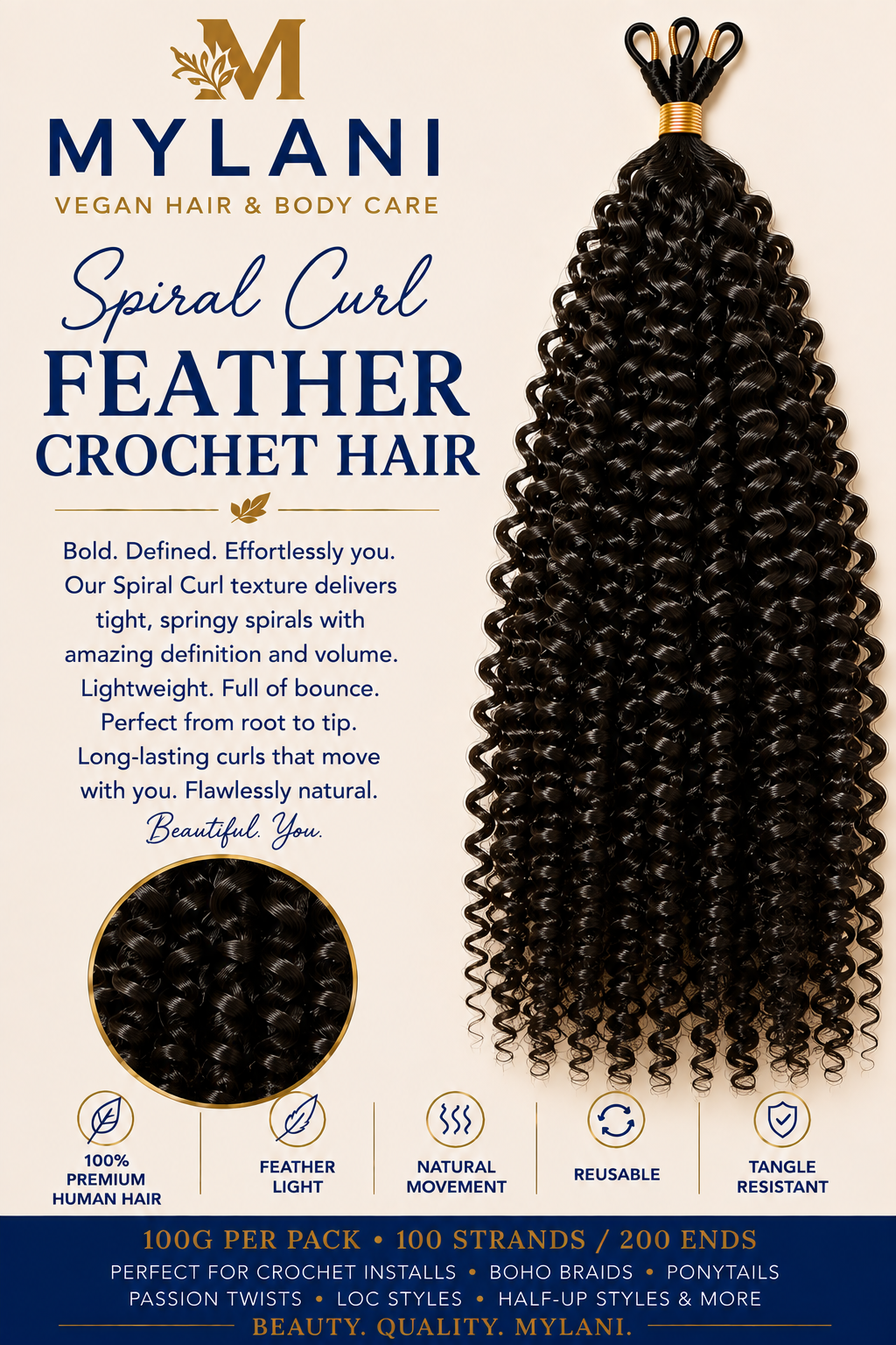 Mylani Feather Crochet Hair™ | 100% Human Hair