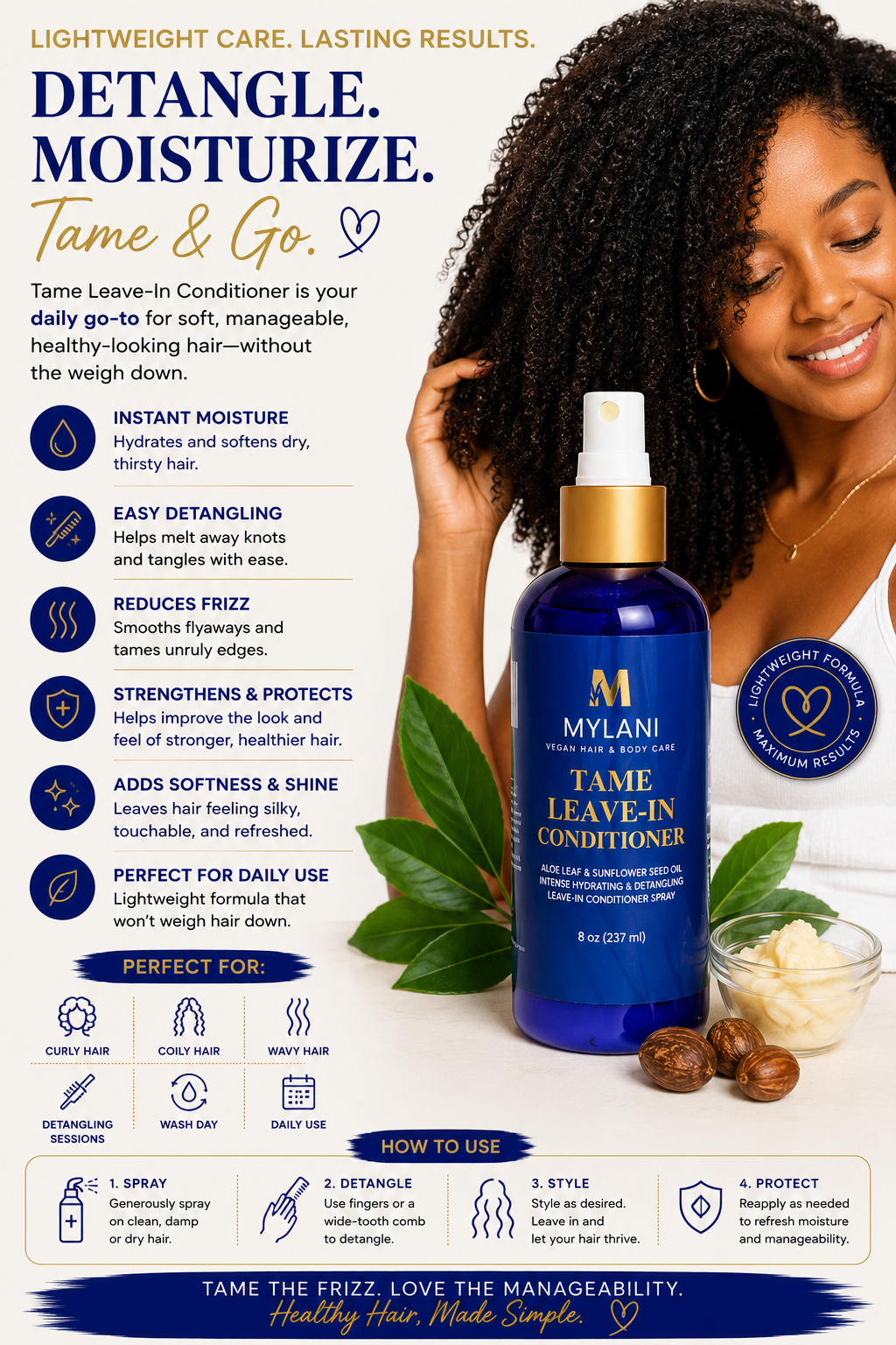 Tame Leave-In Conditioner – Detangle, Soften & Define